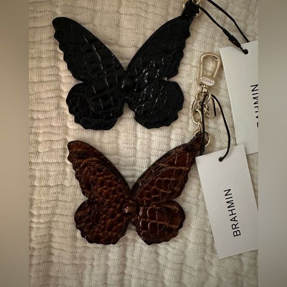 Brahmin Black/Pecan Butterflies Key Fob - Picture 4 of 10